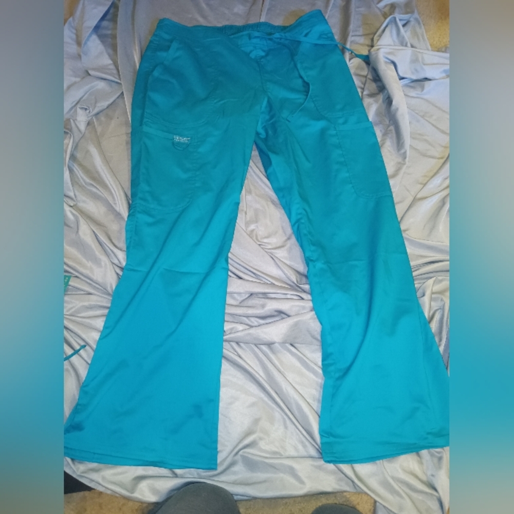 EUC Women's Teal Cherokee Workwear Drawstring Wide Leg Scrubs MP
